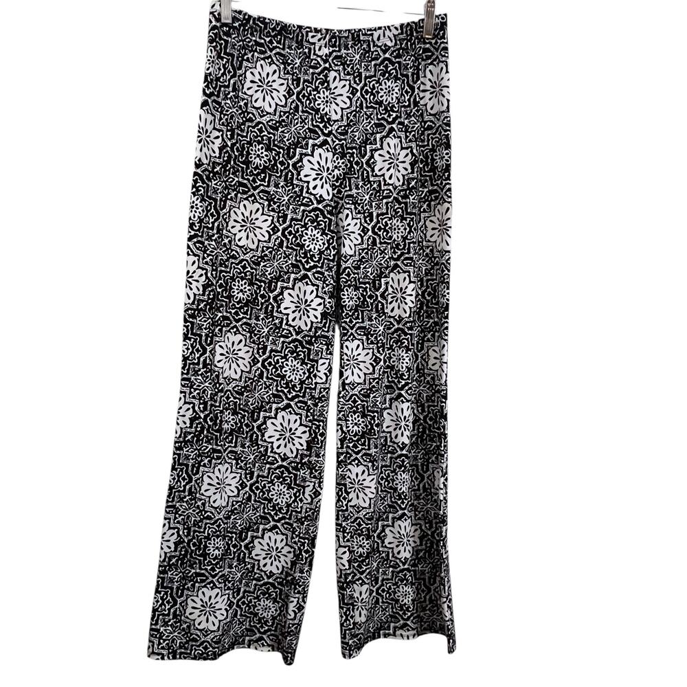 Sunny Leigh Women’s Pants Medium Black White Elastic Waist Pull On Stretch USA